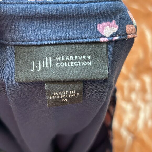 J Jill Wearever Collection Floral Tunic Size M Blue Flowers Longline Stretch - Picture 5 of 6